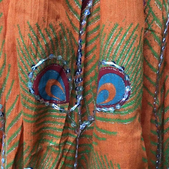 Glittery peacock feather boho maxi skirt - Picture 3 of 4